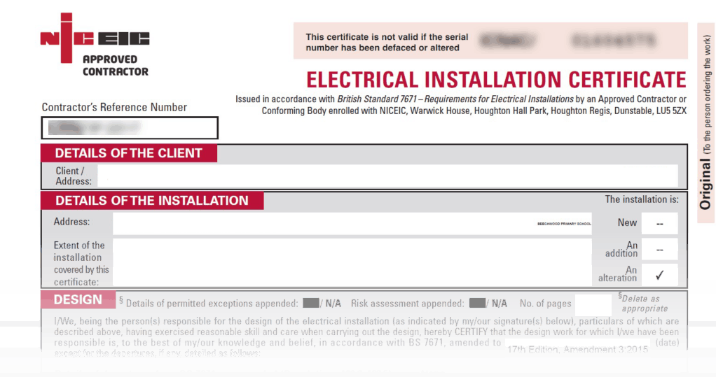 electricial installation condition report